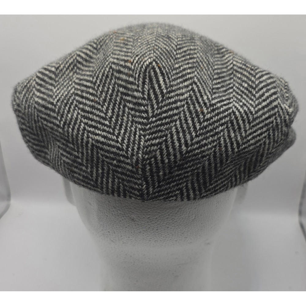 Headmaster Herringbone Flat Cap 6 7/8 Driver Gatsby Scully Hat - Picture 3 of 10